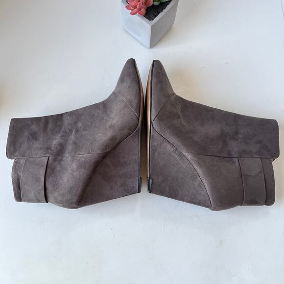 Zara Trafaluc Wedge Womens Ankle Boot Size 40 (9) Gray Faux Suede Zipper 7127 - Picture 4 of 14